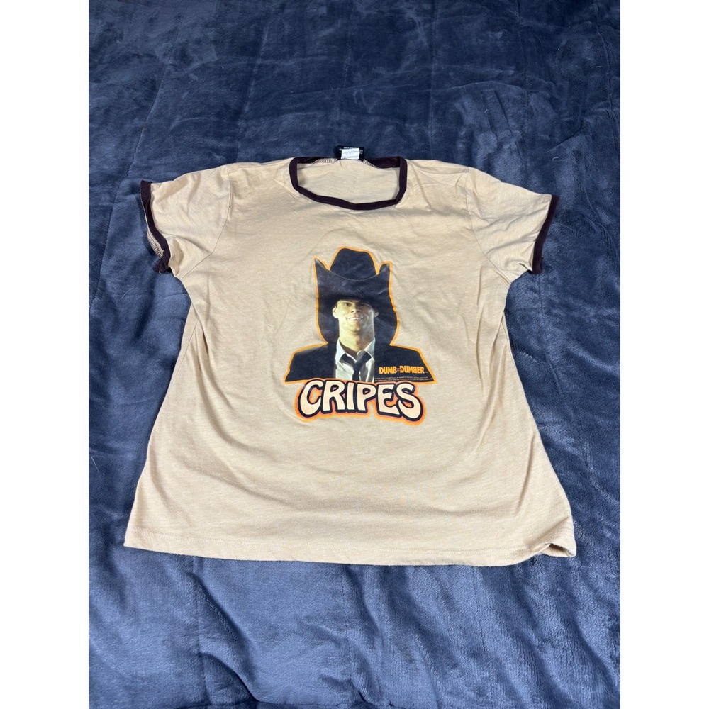 Ripple Junction Dumb‎ and Dumber Cripes Lloyd Christmas Ringer Tee Tan L